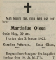 Martinius Olsen - Dødsnotis