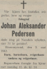 Johan Alexander Pedersen - Dødsnotis