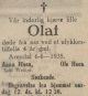 Olaf Heen - Dødsnotis