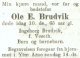 Ole E. Brudvik - Dødsnotis